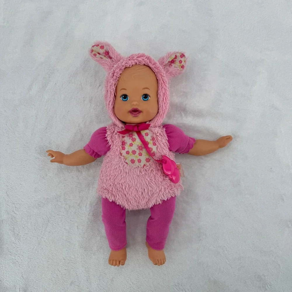 Fisher-Price Little Mommy Dress Up Cuties Doll Fluffy Bunny Pink Fuzzy Baby Doll